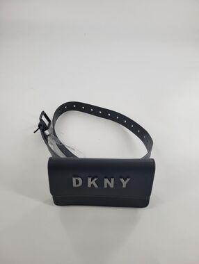 DKNY Black Leather Belt Bag With Adjustable Strap New Size XL